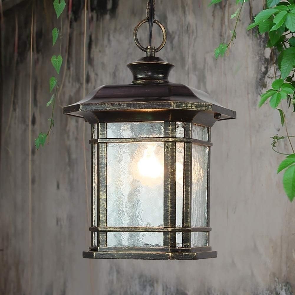 Lampy Zewnętrzne Na Słupach Oświetleniowych, Aluminiowe Lampy Ze Szkła, Żyrandol Zewnętrzny - Kwadratowy Ogród, Dziedziniec, Taras, Pawilon, Lampa Wisząca, Żyrandol(Jeden Kolor-17,5 * 29 Cm)