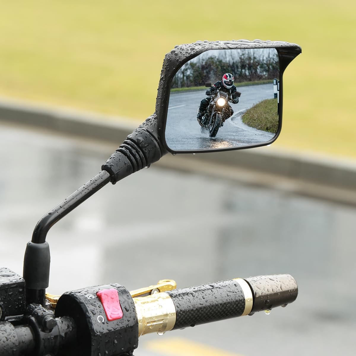 Motorcycle Mirrors 10mm,Suitable for Rain and Snow ATV Mirrors (2 Pack),Fits 7/8"Handlebar Scooter、Moped、Dirt Bike,Compatible with Polaris Sportsman,Can Am Outlander,Honda Grom,Kawasaki Vulcan - Image 8