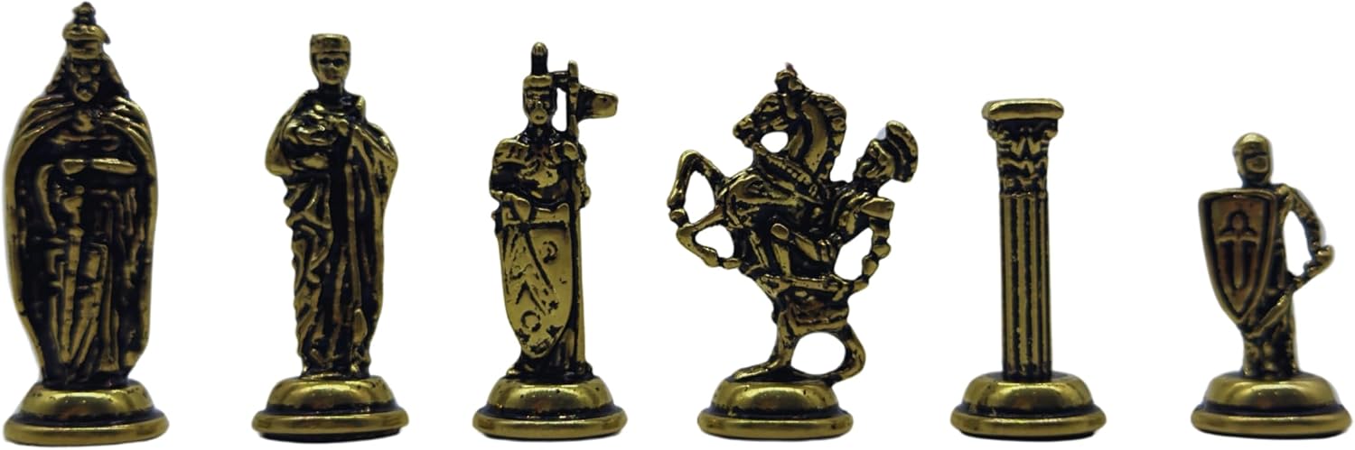 Wooden Chess Set with Storage – Handcrafted Chess Board and British Figure Metal Chess Pieces – Decorative Chess Game for Adults & Kids – Premium Gift for Family & Friends (Gold Chess Pieces)