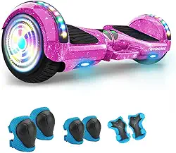 FINYQBET Hoverboard Elétrico - 6.5 ' Roda, 4400 mAh Skate Elétrico, Autobalanceamento Inteligente, Bluetooth, LED, 15km/h, 120kg Carga Máxima - Ideal para Crianças e Adultos - Uso em Casa, Parque (Roxo Estelar)