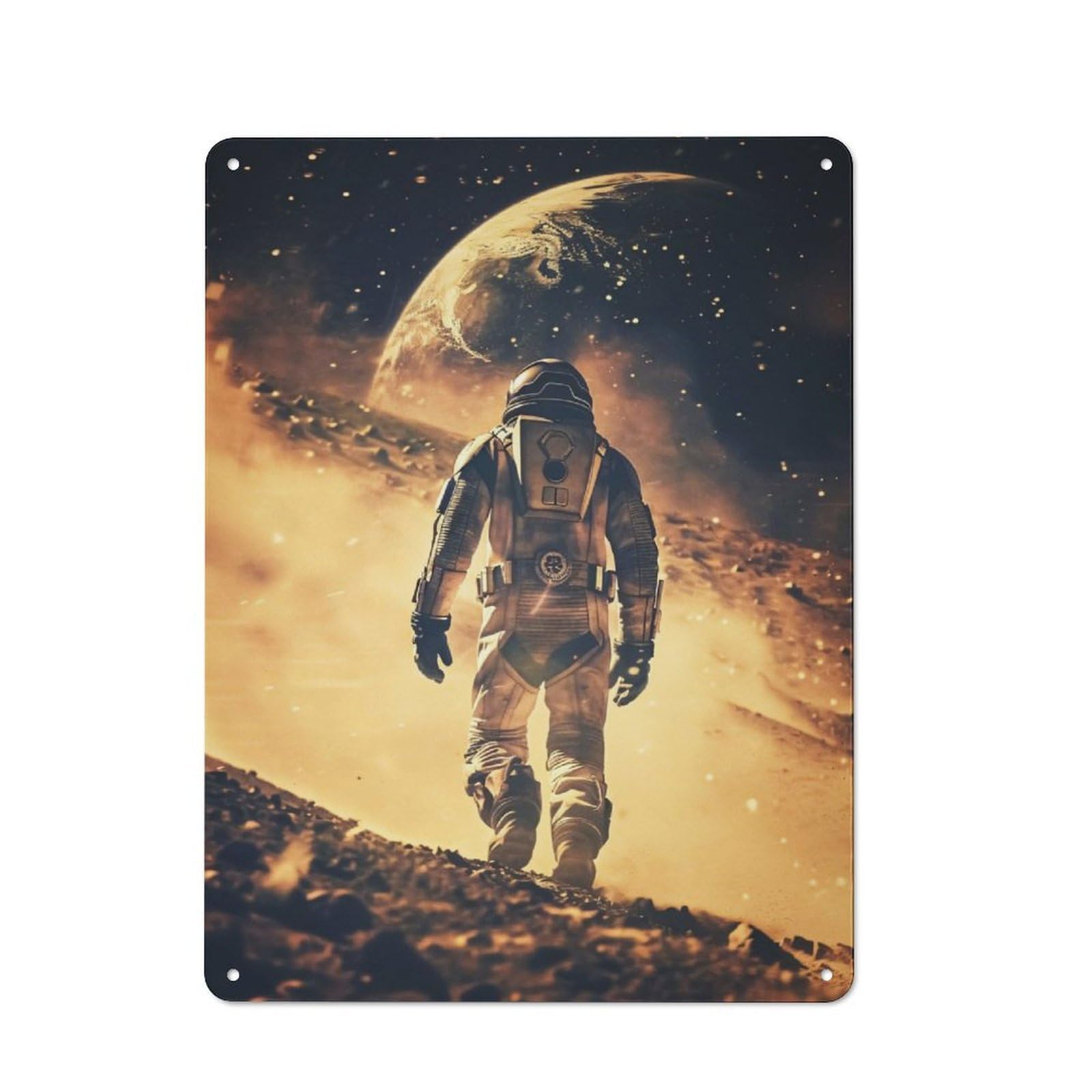 Space Walk Character Metal Wall Decor 40x30cm, Vintage Metal Sign for Home, Shop, Pub Or Studio Wall
