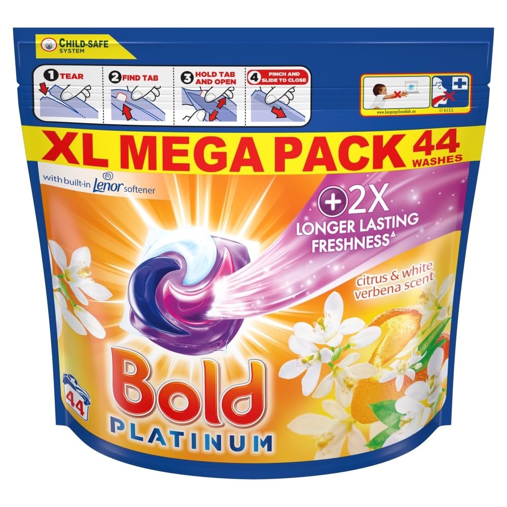 Bold All-In-1 Platinum Pods Washing Liquid Capsules Citrus 44 Washes