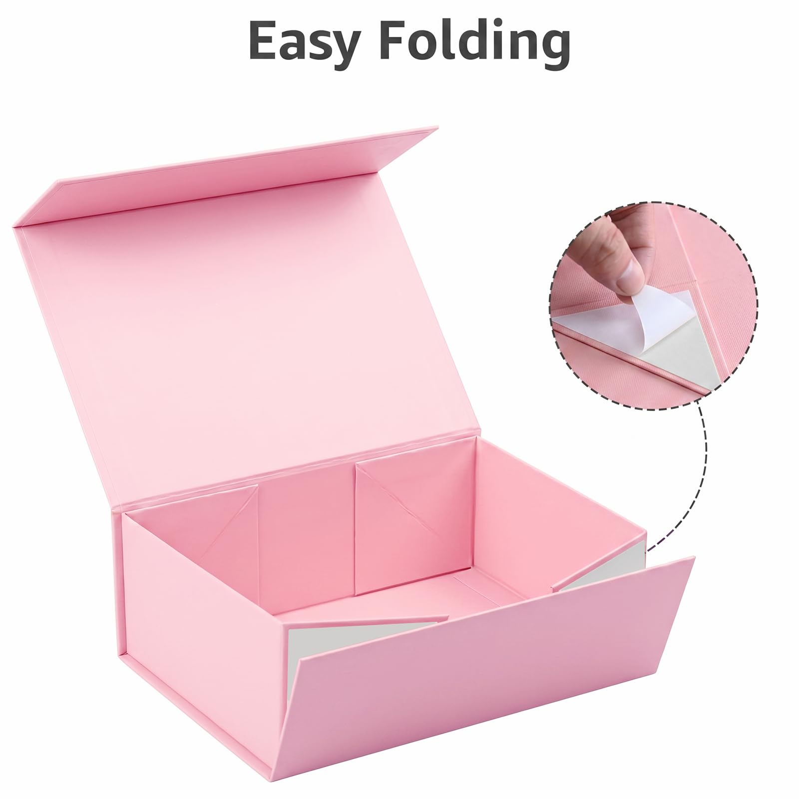 LIFELUM Set di 5 scatole regalo rosa, 24,1 x 17,8 x 8,9 cm, pieghevoli, magnetiche, con nastro, cartoncino, riempitivo sminuzzato, per festa del papà, proposta di sposa, laurea, matrimonio