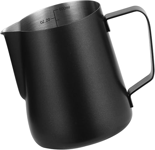 Jarra espumadora de leche, taza espumadora de 20 oz20.3 fl oz, jarra de café de acero inoxidable 304, jarra de vapor de leche espesa, olla de vapor
