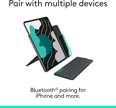 Logitech Flip Folio Keyboard Case iPad Pro M4 M5 Air M2 - Midnight Black | Fits M2 M3 M4 & M5 models, 2024 to 2026, protective, stowable Bluetooth connectivity, multi-device compatible