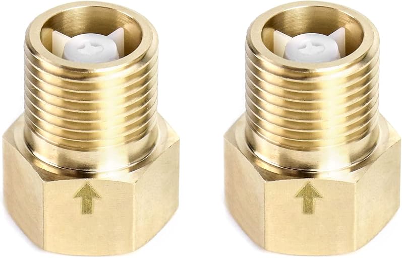 QWORK 2Pcs Brass One-way Check Valve, 1/2" Female to 1/2" Male Thread of Backflow Preventer