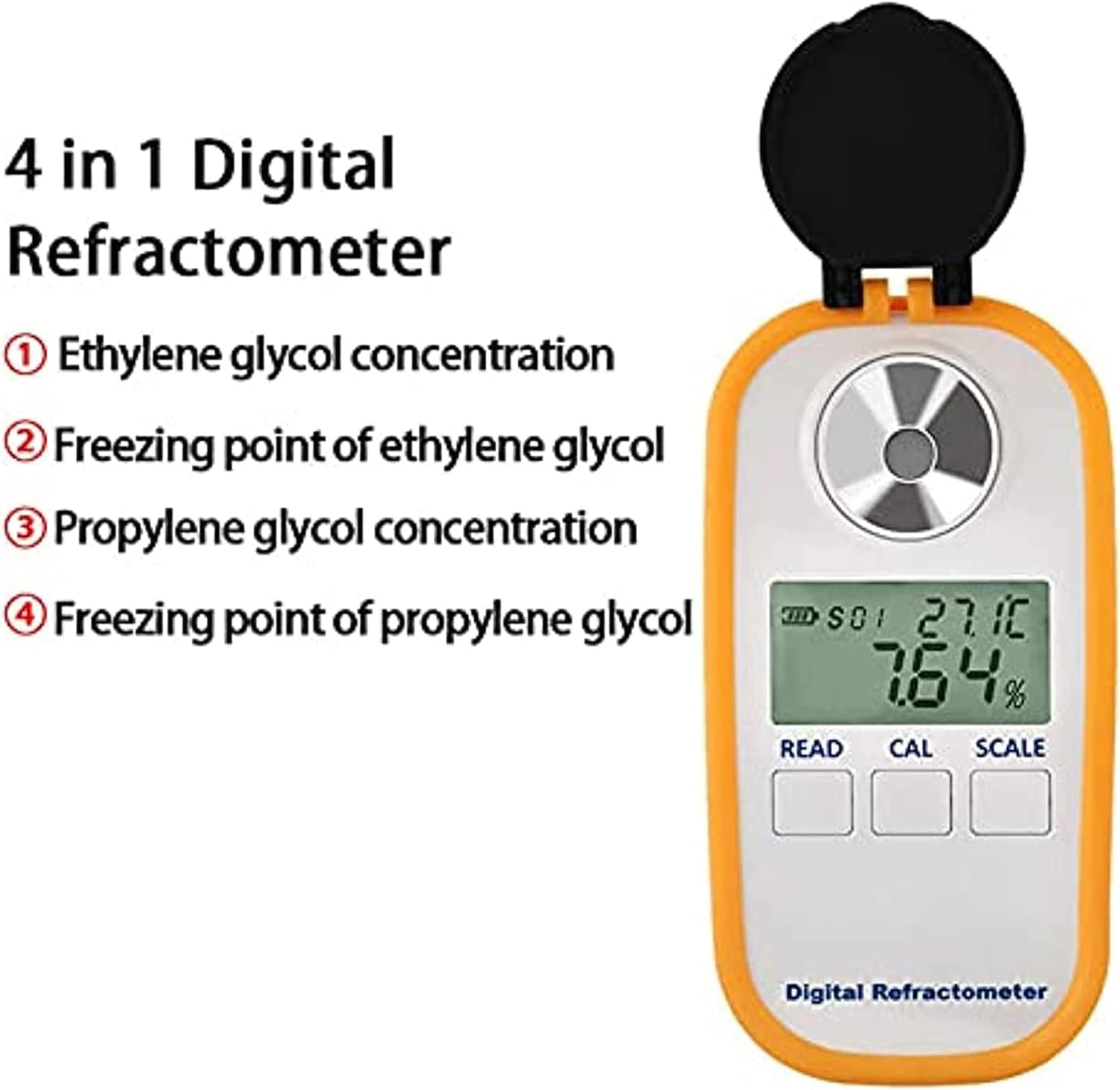 Refractómetro electrónico para coche, refractómetro digital LED de mano, para medir el punto de congelación del etilenglicol propilenglicol anticongelante