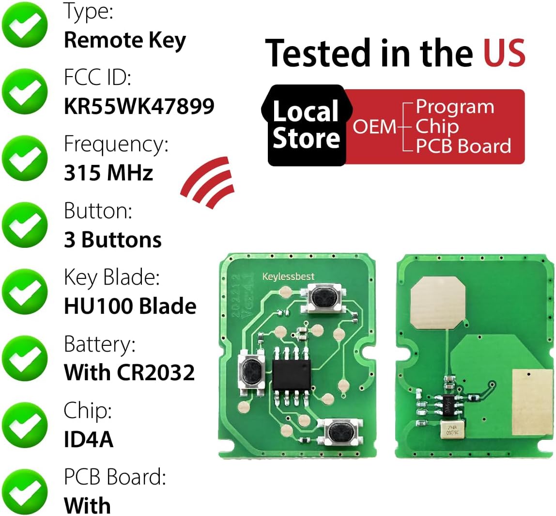 Car Key Fob Remote Keyless Entry Control KR55WK47899 315MHz 3 Button Replacement for 2010-2013 Ford Transit Connect - 2 Pack