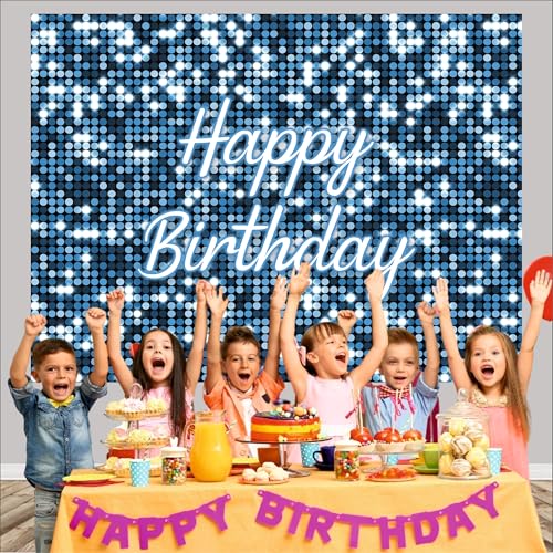 Image of Blue Birthday Backdrop 5x4 Ft | Backdrops for Decoration | Birthday Decoration Backdrop | Banner for Kids Theme Party