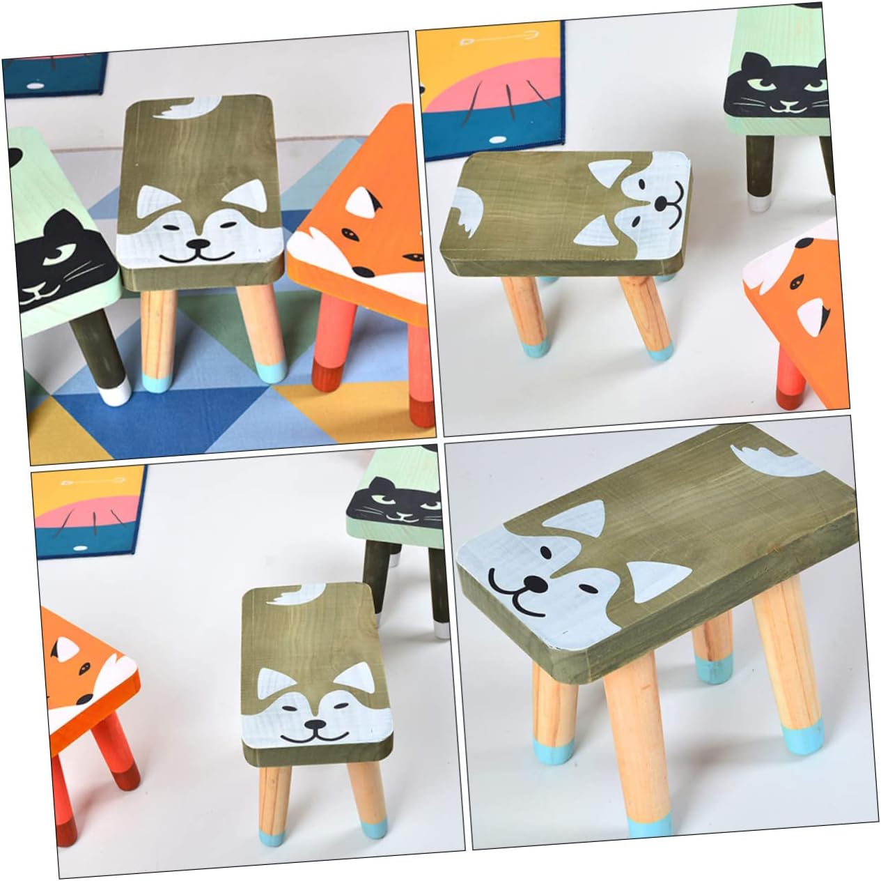 KICHOUSE Boy Girl's Step Stool Boys and Girls Potty Stool Wood and Footstool Low for Home and Bathroom Use