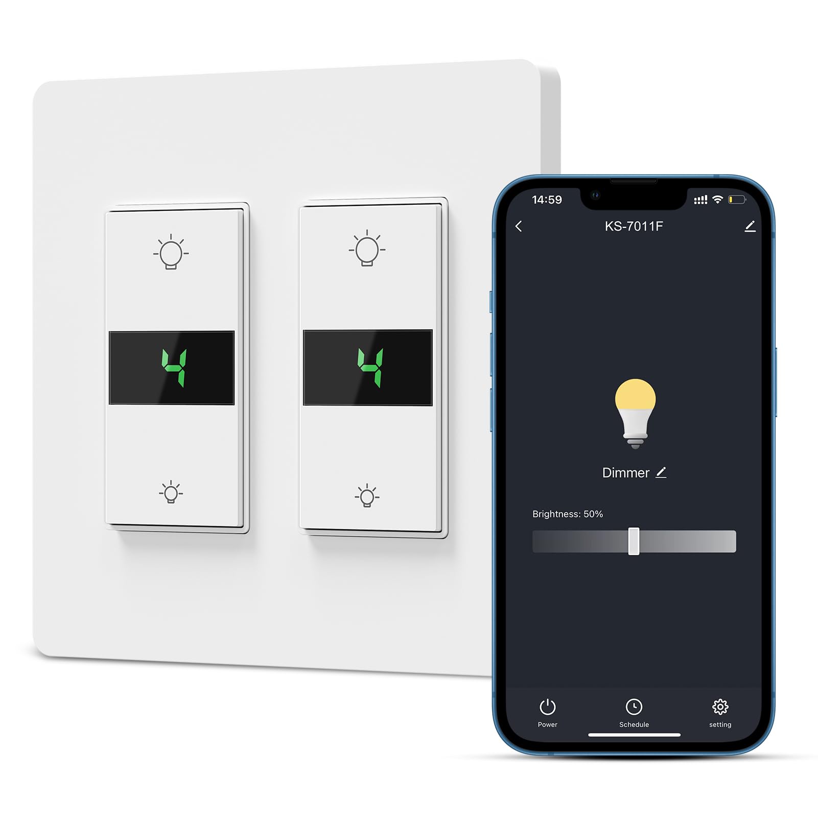 Milfra Smart Dimmer Switch 2Gang Digital Display Single-Pole 3Way Dimmer Smart Switch, 2024 New Model,Works with Siri, Alexa and Google Home,Voice and Remote Control,Neutral Wire Required