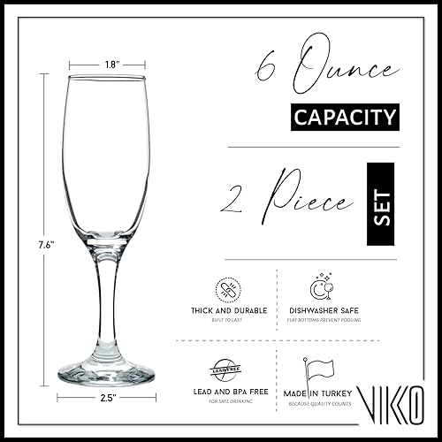 Miniatura 6 de Vikko Copas de champán, copa de champán tostado de 6 onzas, copas de champán transparentes, juego de 2 elegantes copas de vino espumoso