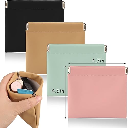 Miniatura 2 de BABORUI - Bolsa de maquillaje pequeña para bolso, bolsa de cosméticos de bolsillo, parte superior para apretar, mini bolsa de maquillaje portátil de