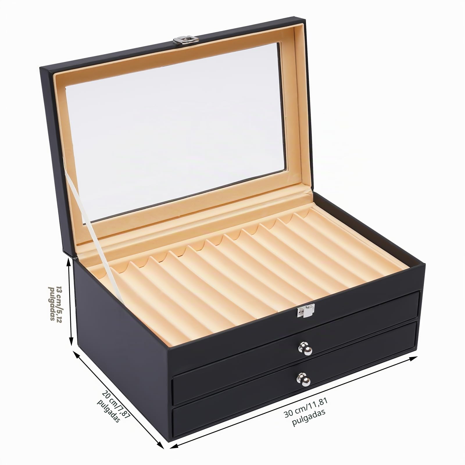 Caja expositora para pluma estilográfica, piel sintética, caja de almacenamiento, caja de almacenamiento, caja de madera (36 ranuras, negro)