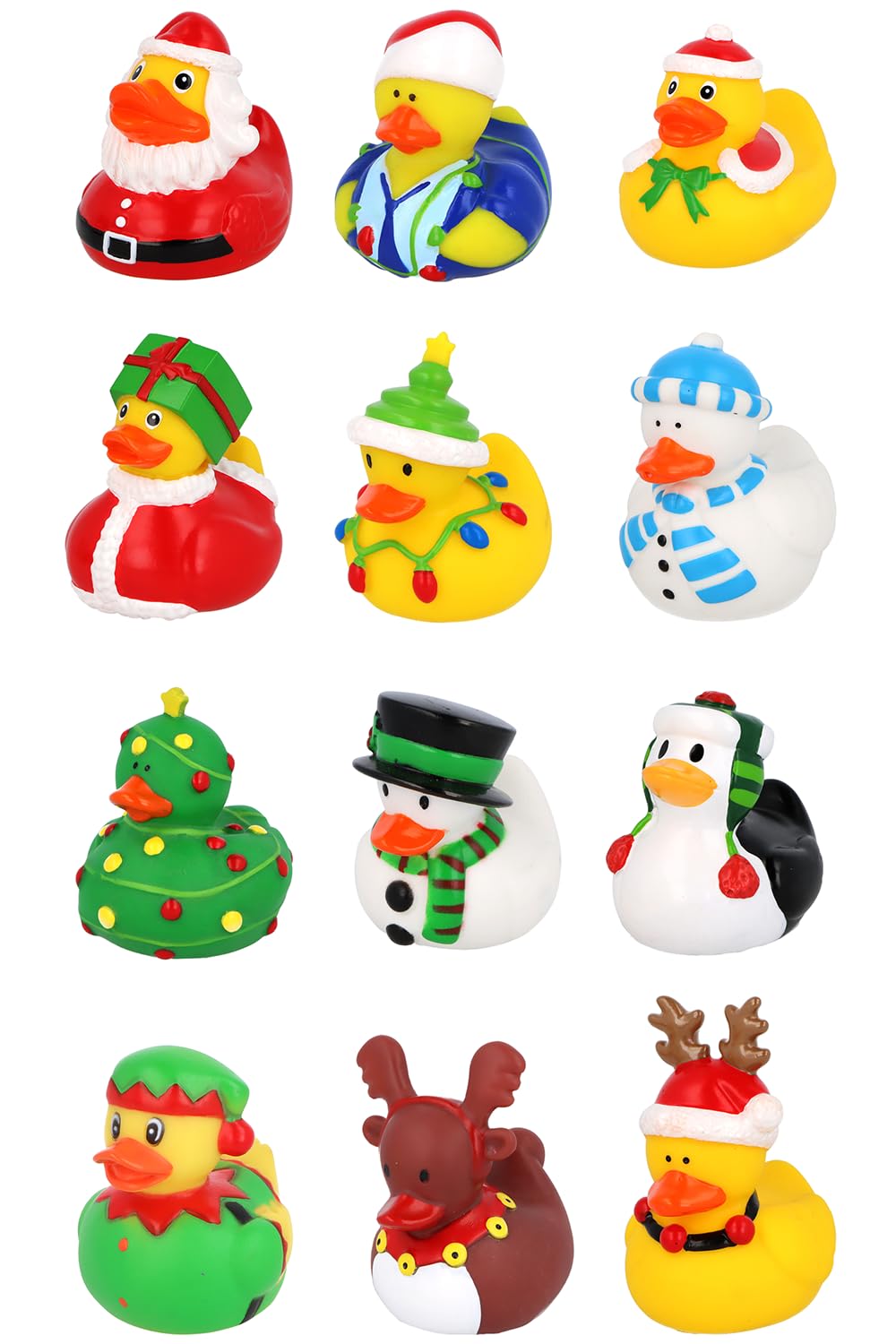 Henbrandt 6 x Mini Christmas Rubber Ducks 12 Assorted Xmas Designs Children’s Duckies Variety Pack Cruising Ducks Kids Bath Toys Stocking Filler Games Bathtub Play for Boys and Girls — image 1