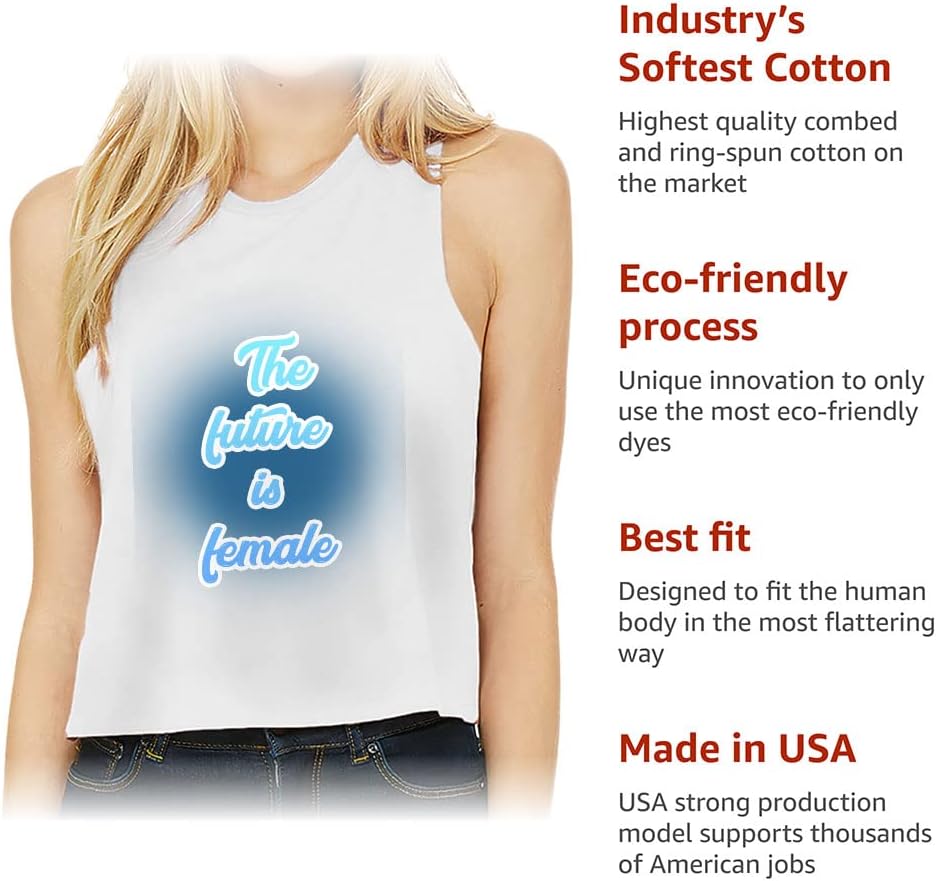 The Future is Female Racerback Cropped Tank - Feminst Design Women's Tank - Best Print Tank Top