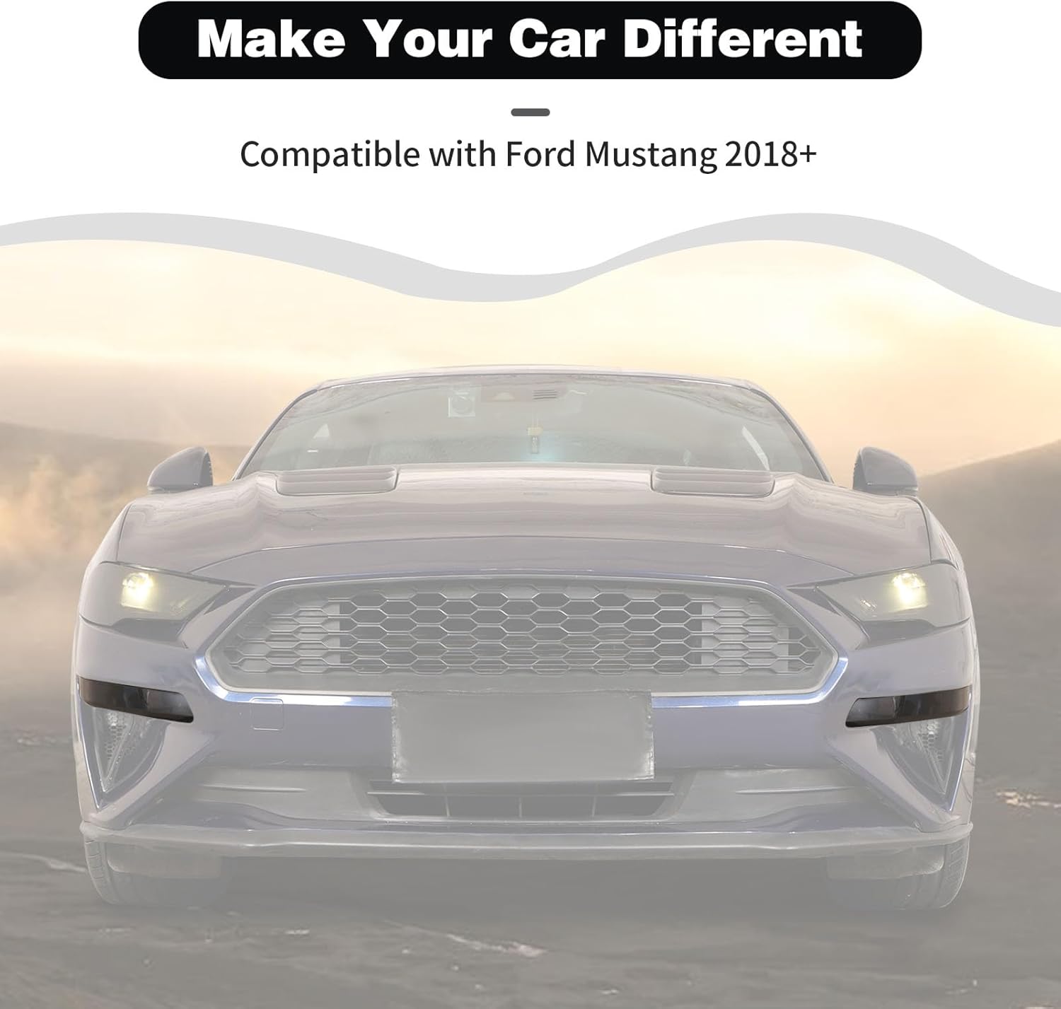 Carbon Fiber Front Fog Lamp Light Cover Trim Frame Car Outer Front Left Right Fog Driving Light Trim Bezel Compatible with Ford Mustang 2018+ Exterior Accessories