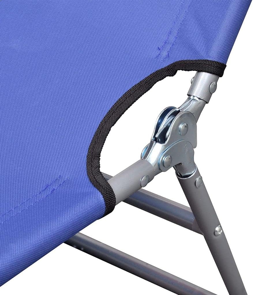 Folding Sun Lounger.Adjustable Outside Patio Sunlounger.Outdoor Garden Lounge Chair Powder-Coated Steel Blue