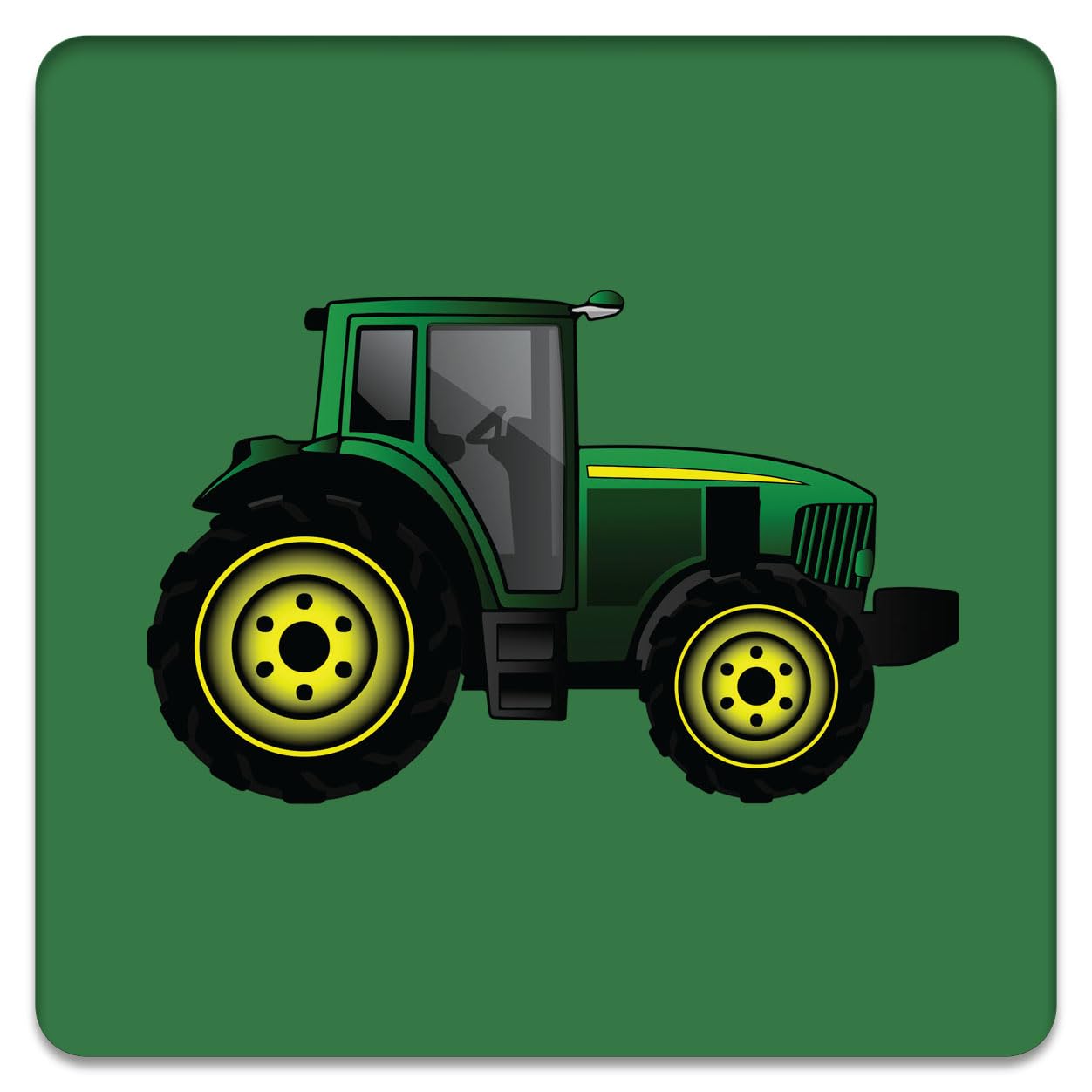 Coach House Partners Green Tractor Bamboo Drinks Coaster (One), For Farming Enthusiasts, 10 X 10 Cms