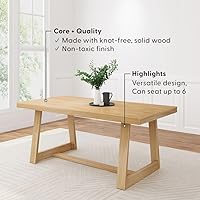 Vista 4 de Plank+Beam Mesa de comedor rústica de 72 pulgadas, mesa de cocina rústica de madera maciza, para comedor, oficina en casa, muebles de sala de estar