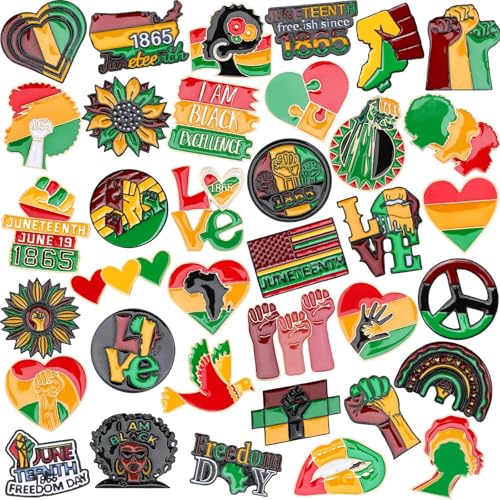 DTOFOOT 36PCS Juneteenth Freedom Day Enamel Pins Free-ish Since 1865 Lapel Pins Black History Badges Brooch Black Emancipation Day Activity Supplies Gift Juneteenth Day Party Favors Accessories