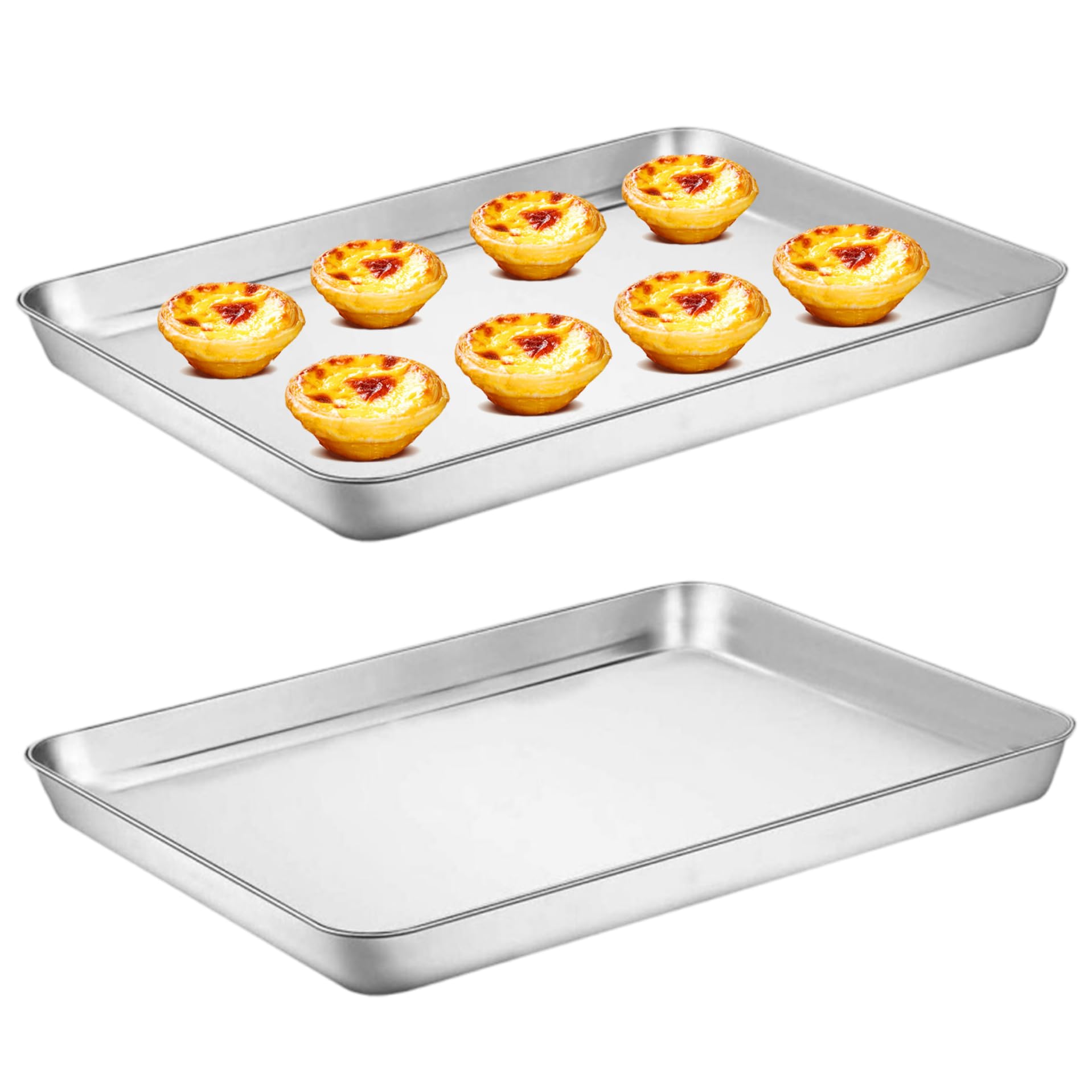 2 Stück Backbleche, 17 x 12 Zoll Edelstahl-Backblech, rostfreies und sicheres Ofenblech, leicht zu reinigendes Backblech für den Küchenofen