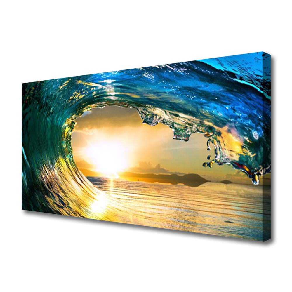 Toile imprimée 100x50cm pour habiller un mur vide avec un paysage de vagues moderne
