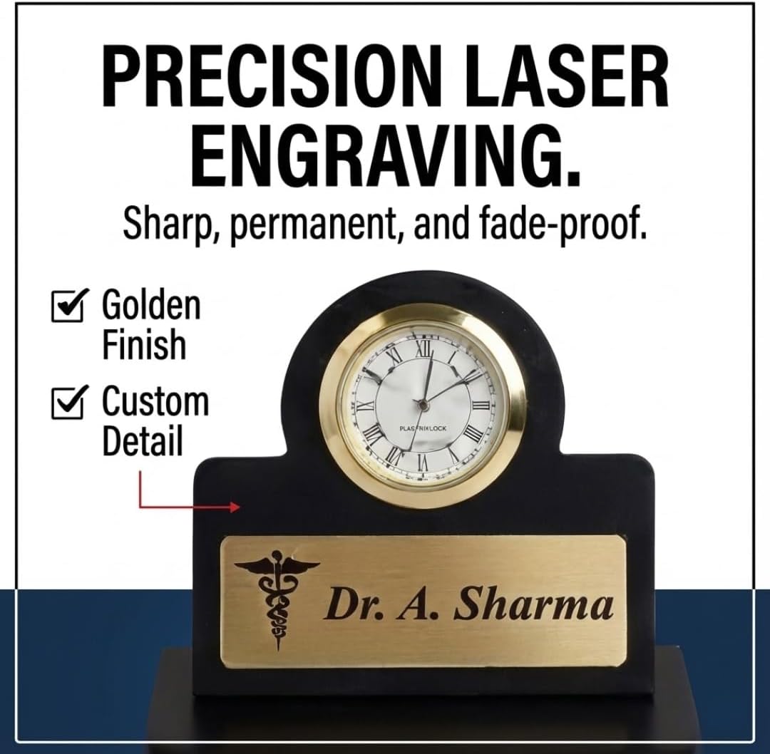 doctor pen stand with name and clock | perfect doctor gift for men and women | Customized Desk Organizer for Doctors and Medical Aspirants with Apron/Coat Shape Pencil Holder