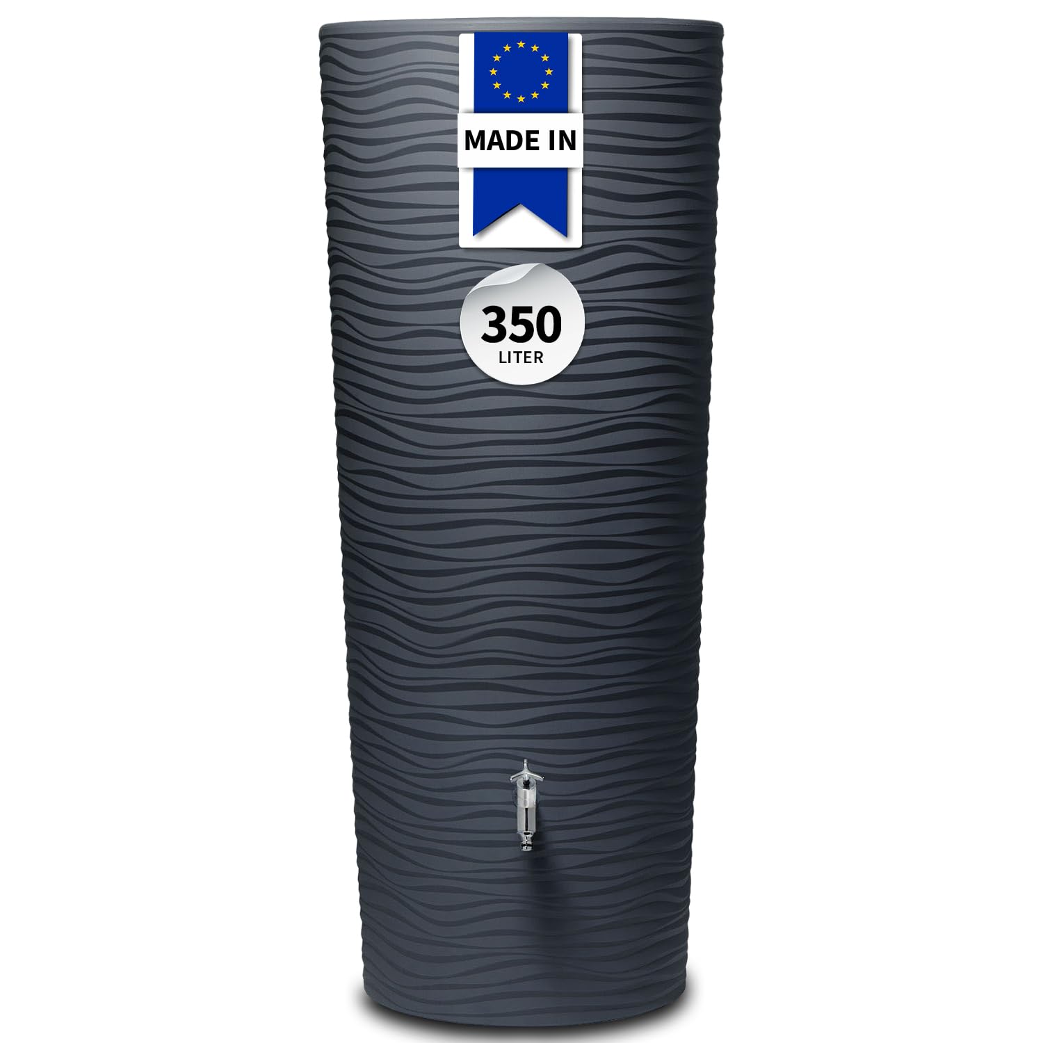 GARANTIA Natura 2in1 Regentonne 350 Liter Graphite Grey inkl. Pflanzschale | Wassertank, Regenfass, Regenwassertonne, Wasserbehälter, Regenwassertank, Wasserfass, Wassertonnen für Garten