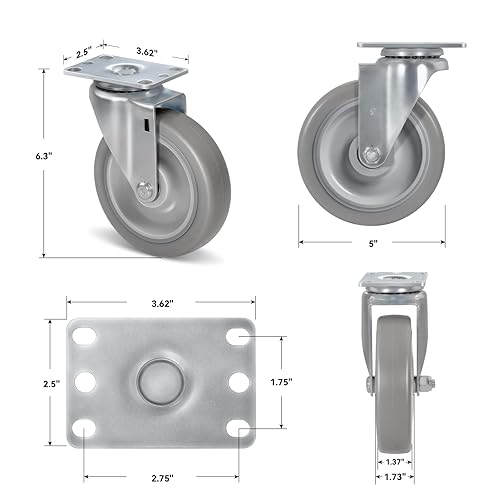 Miniatura 33 de Ruedas giratorias de 3.5 pulgadas, ruedas giratorias resistentes con freno, capacidad de carga de 1000 libras en total (2 frenos y 2 giratorios)
