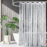 Shower Curtains Mould Proof Resistant, 180 x 180 cm (71 x 71 Inch), Shower Curtain for Bathroom, Waterproof Heavy Duty Bathroom Curtains, PEVA Cobblestone Shower Curtain with 12 Hooks, Washable