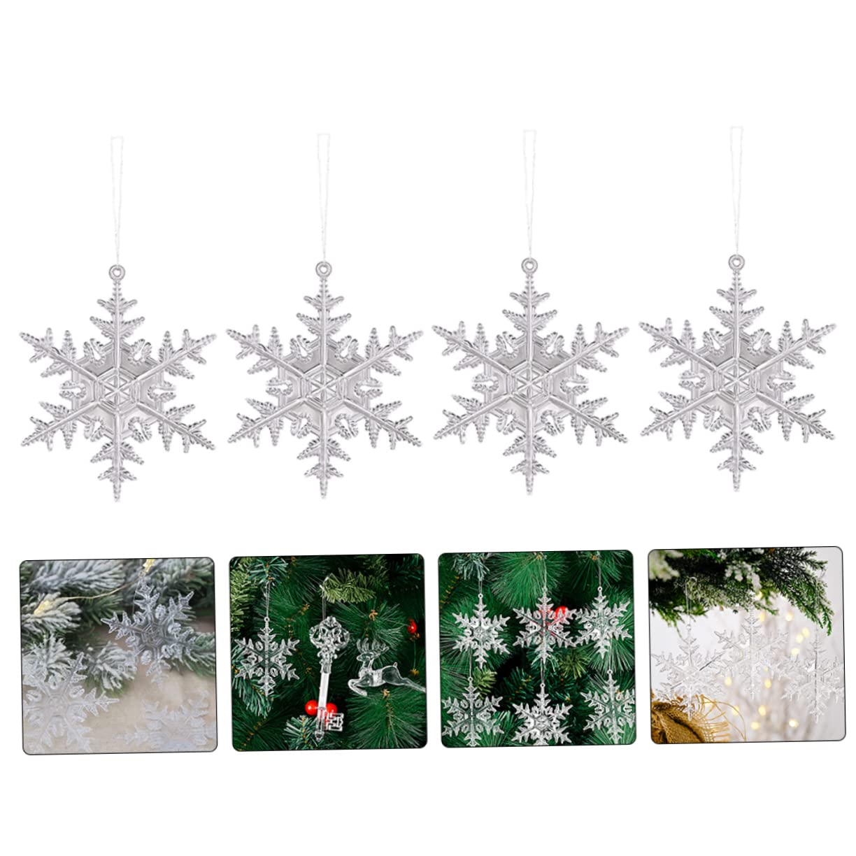 Cabilock Lot De 5 Décorations De Noël en Acrylique À Suspendre Flocons De Neige Décorations Festives À Suspendre 12 Pièces X 5