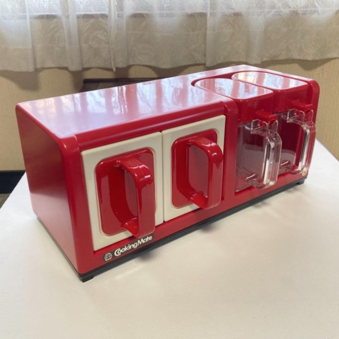 昭和レトロ キッチンラック クッキングケース 調味料入れケース 赤