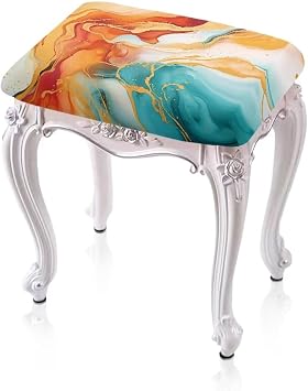 Flashideas Orange Marble Print Bar Stool Covers 2 Pack Rectangle Stretch Rectangle Bar Stool Covers Jacquard Chair Seat Slipcover Vanity Stool Cover Saddle Bar Stool Slipcover