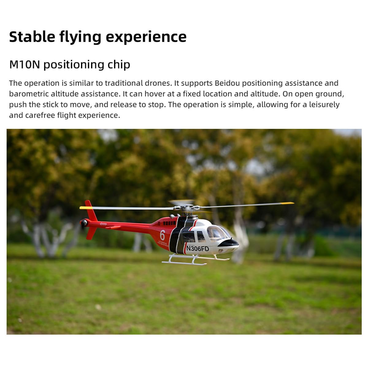 Helikopter RC z GPS dla dorosłych, Bell-206-V3 2.4G 6CH podwójny silnik bezszczotkowy RC wojskowy helikopter obsługuje tryb stałego punktu, tryb kaskaderski 3D i tryb automatycznej