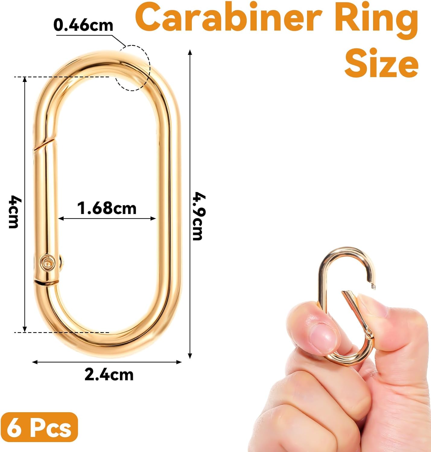 JIEYAO 6 Pcs Oval Carabiner Snap Clip, Metal Spring Key Ring, Trigger Snap O Ring Hooks Clip Spring Keyring Buckle Heavy Oval Dog Tag Clips for Bags Purse Keychain Replacement - Image 3