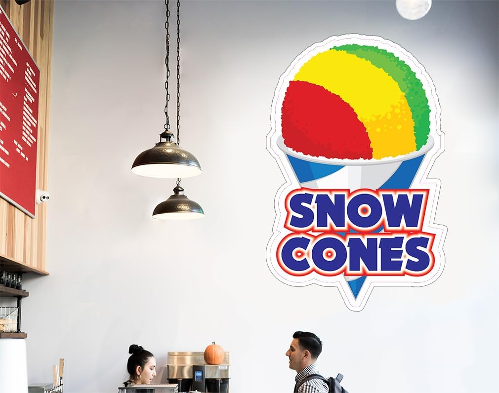 Die-Cut Sticker Multiple Sizes Snow Cones Style N Retail Snow Cones Indoor Decal Concession Sign Blue - 24in Longest Side