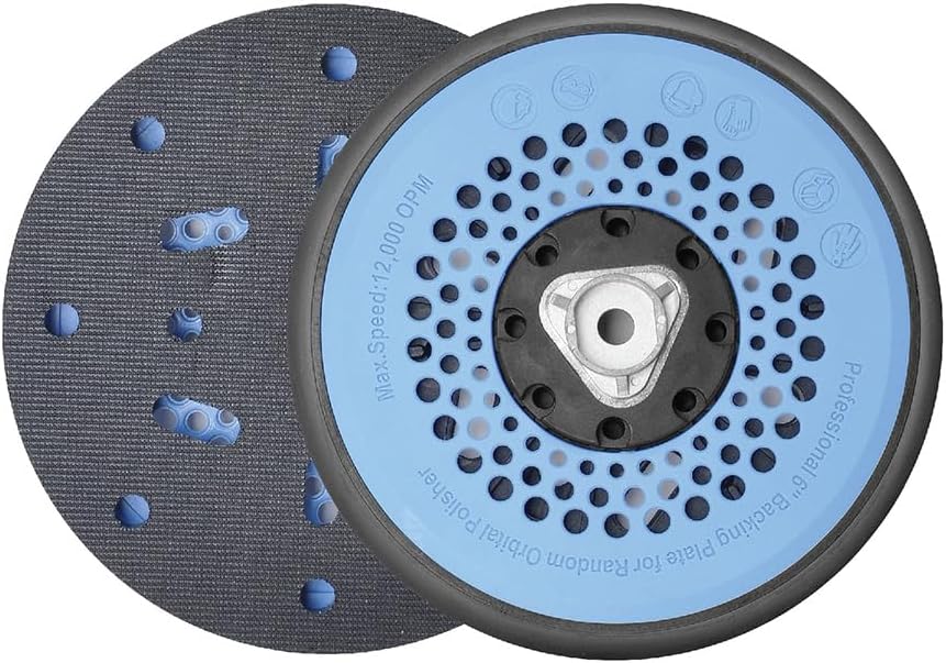 Nanoskin Black Speed 6" Backing Plate for 15mm & 21mm Long-Throw Random Orbital Polisher for Replacement - Flexible Urethane, Heat Management, Premium Hook & Loop - Extends Machine & Buffing Pad Life