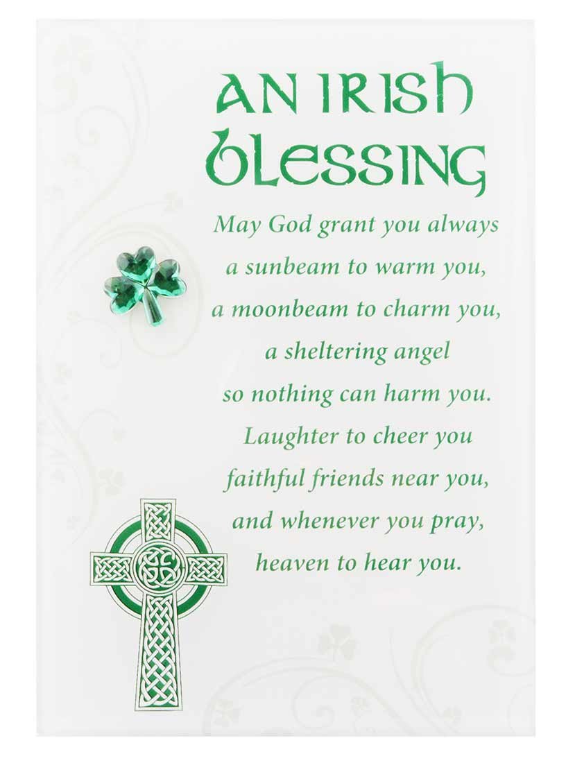 St. Patrick's Day Plaque Irish Blessing Shamrock Motif Green Stone
