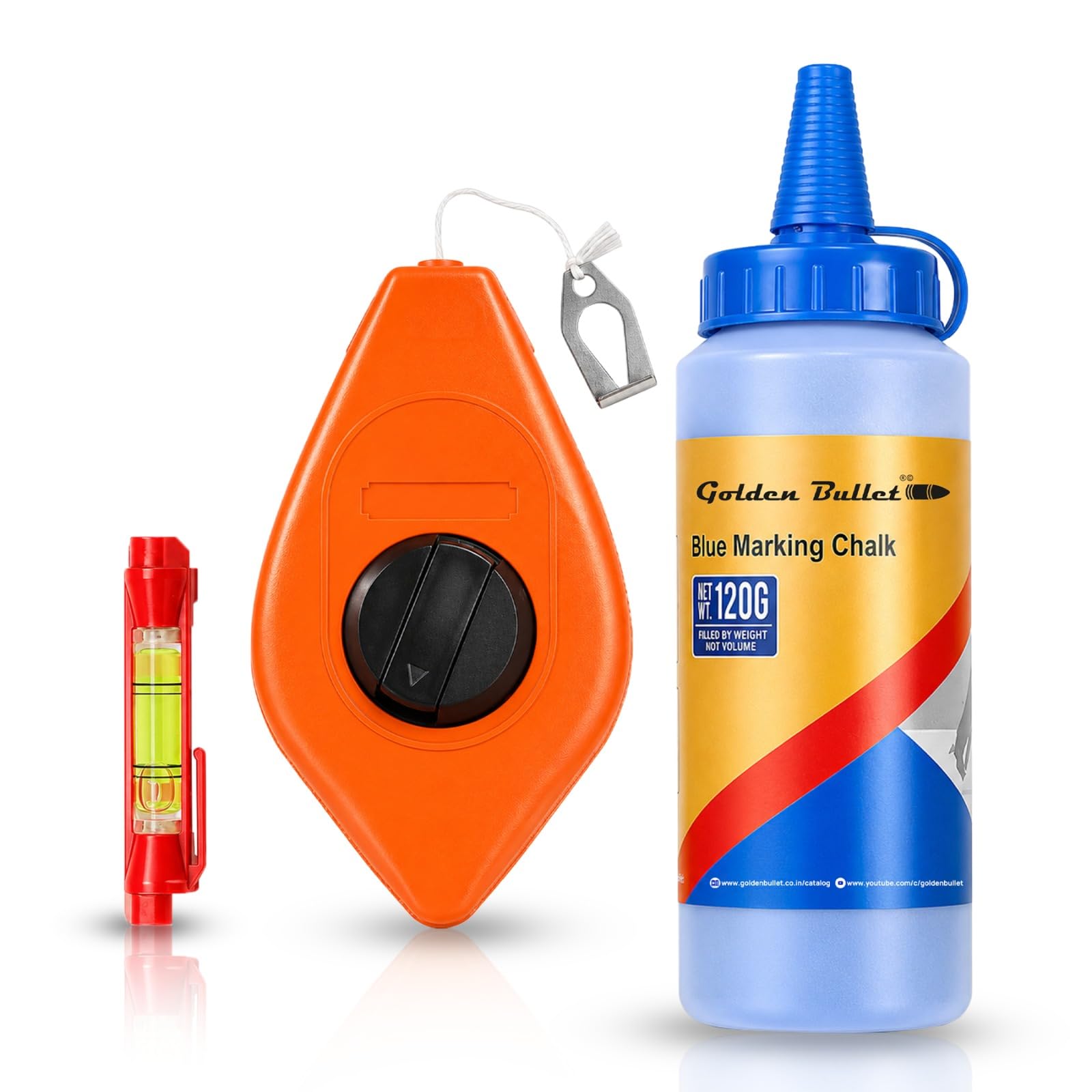 30 Meter Chalk Line Reel Set with Blue Marking Chalk Bottle & Plastic Spirit Level | Snap Line Tool for Straight Line Marking, Alignment & Layout Work | Construction, Carpentry, Masonry & DIY Tool-image-30