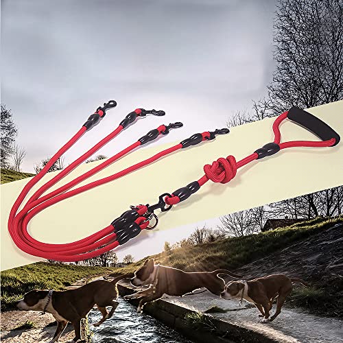 Hundeleinen, 3-in-1 Hundeleine, mit Verstellbarer Abnehmbarer Kupplung, Hund Kette Leine, Anti-Zieh Haustier Hund Führen Leine Kette für EIN, Zwei, DREI Hunde Pet Walking Wandern