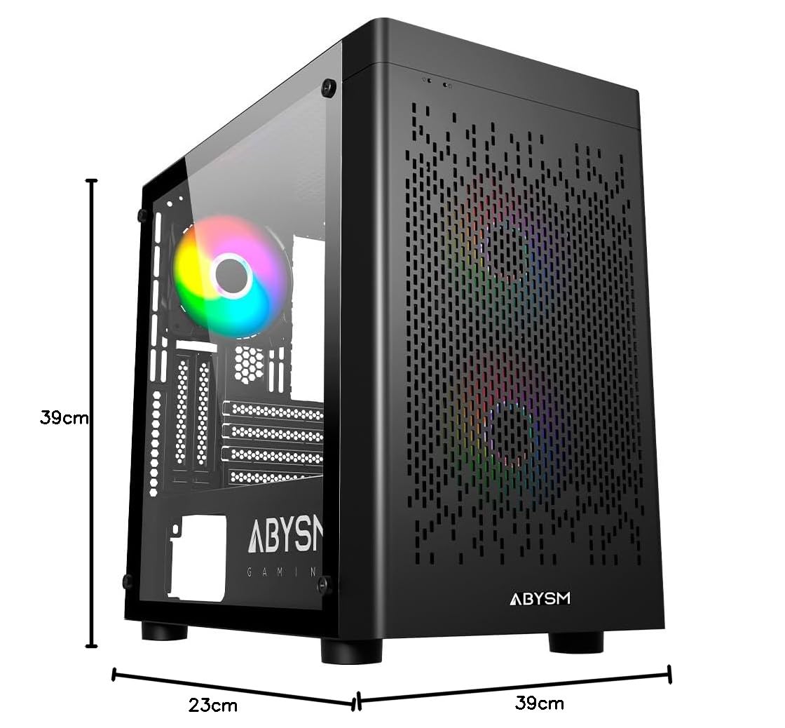 Abysm Gaming Caja PC Gamer Danube INVA MX202 Negra, con Tres Ventiladores ARGB y Compatible con Placas Base Micro ATX e ITX y Tarjetas Gráficas de hasta 330 mm
