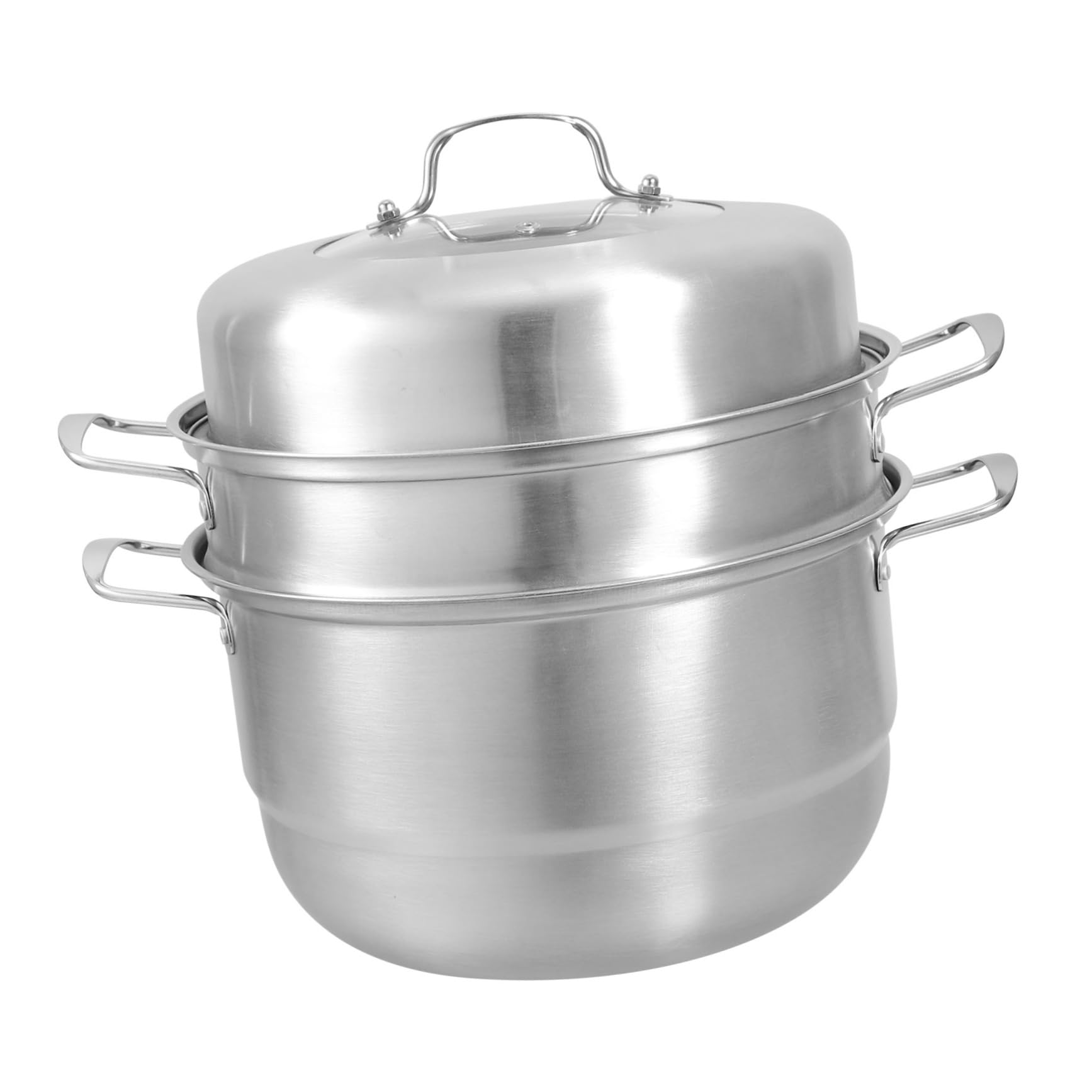 3-stöckiger Dampfgarer aus Edelstahl und Glas, Silber