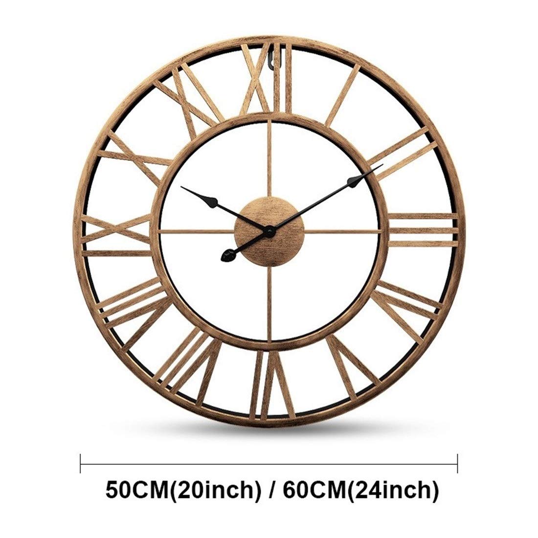 Reloj de Pared Creativo, Reloj de Pared Grande con números Romanos Metal Vintage, Estilo Retro y Reloj Cuarzo silencioso Que no Hace tictac