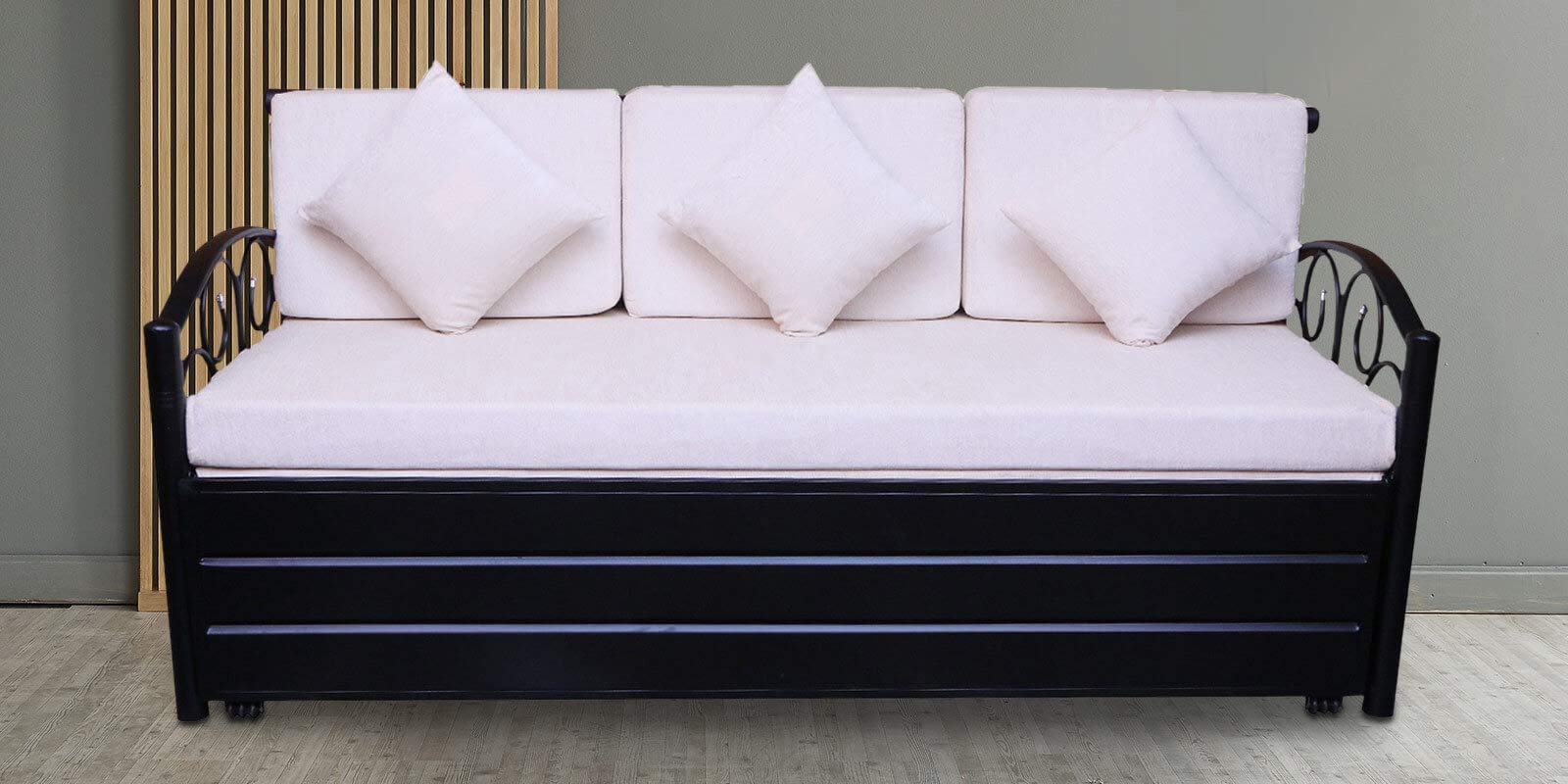 Buy Furnline Sofa Cum Bed with Hydraulic Storage Black Structure Finish
