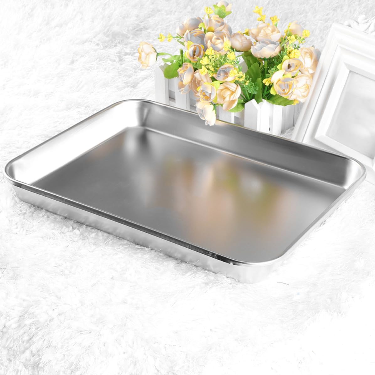 Vassoio Fondo Pezzi 2 in Chirurgico e Acciaio Inossidabile Piatto, Resistente Versatile per Strumenti Medici in Strutture Sanitarie