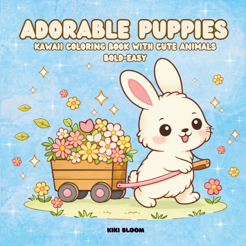 Adorable Puppies: Kawaii Coloring Book with Puppies, Kittens, Bunnies & Hamsters | 40+ Cute and Relaxing Designs | Bold and Easy Coloring Book for Kids, Teens & Adults
