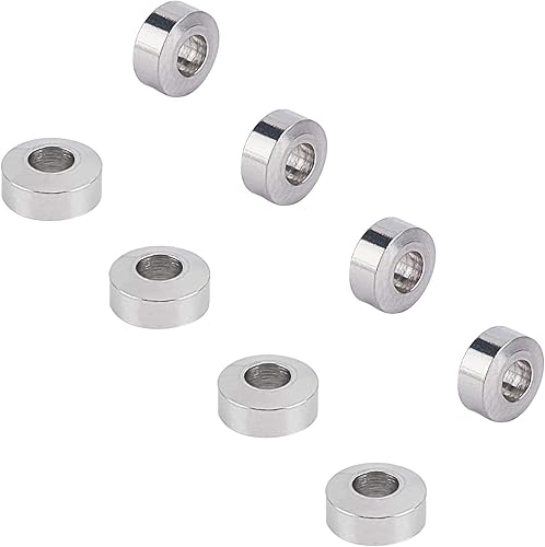 UNICRAFTALE Alrededor de 100 cuentas espaciadoras redondas planas de acero inoxidable de 0.069 pulgadas (0.157 in), cuentas sueltas de agujero de