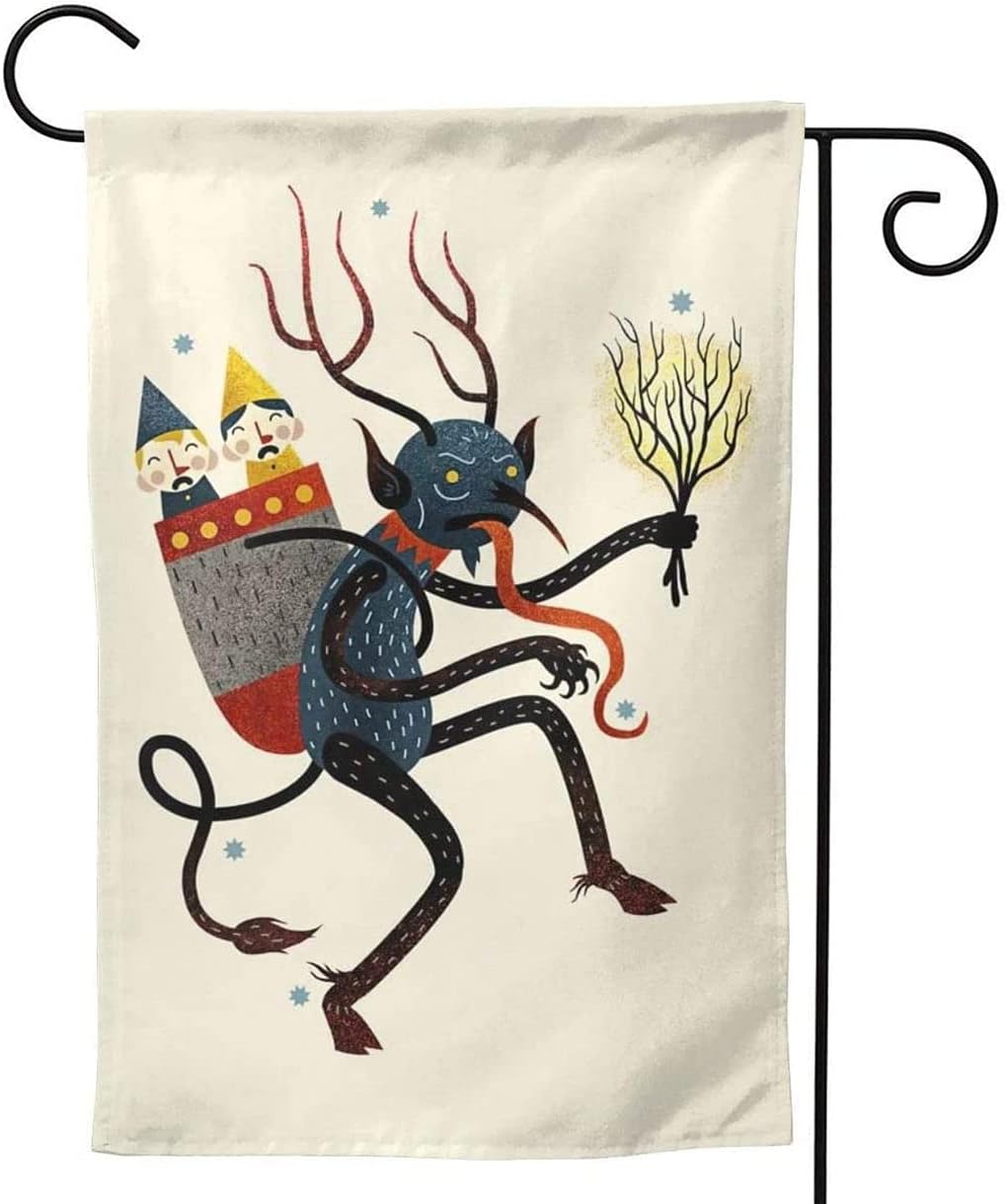 Krampus Art Christmas Folklore Themed Outside Decorations Welcome Party Ornament Garden Yard 28 X 40in flag