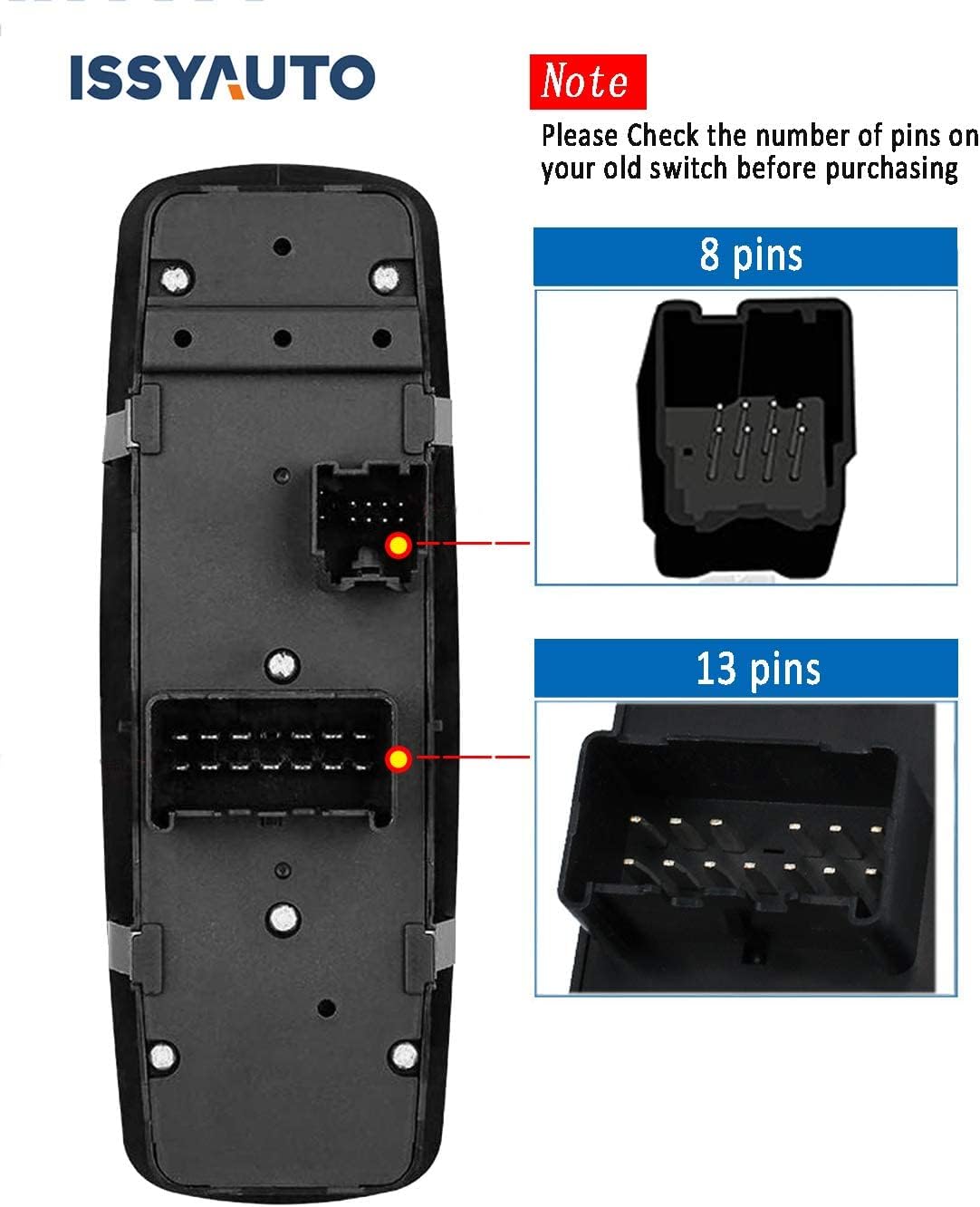 ISSYAUTO Driver Side Master Power Window Switch Compatible with 4602632AH 2008-2012 Liberty Nitro 2009 2010 Journey, Replaces 4602632AG 4602632AF 4602632AD